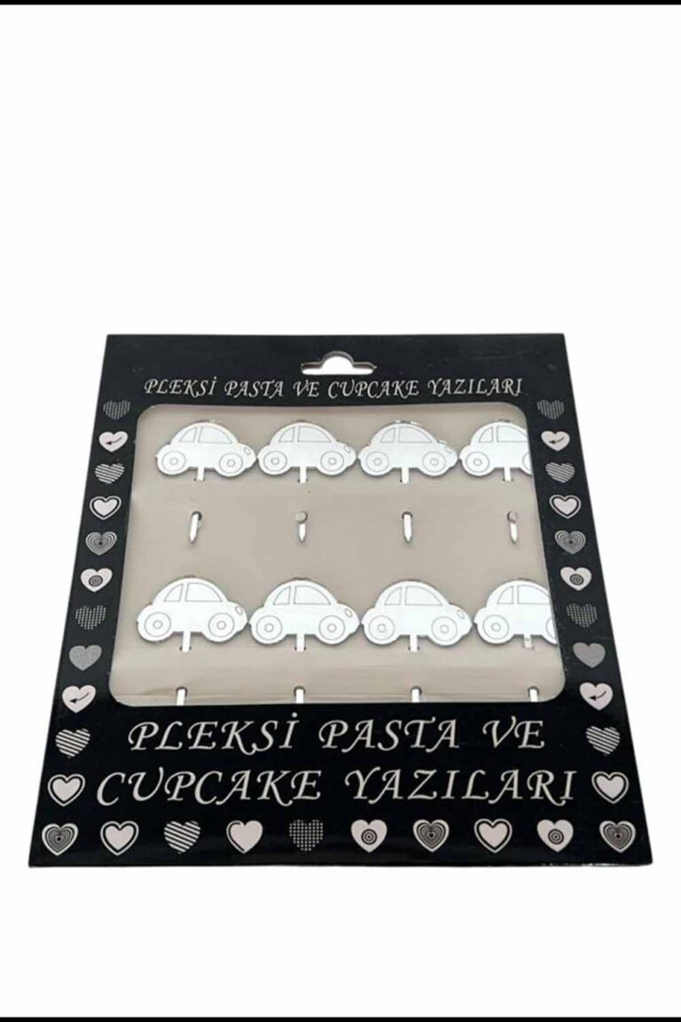GÜMÜŞ ARABA FİGÜRLÜ PLEKSİ PASTA KÜRDANI