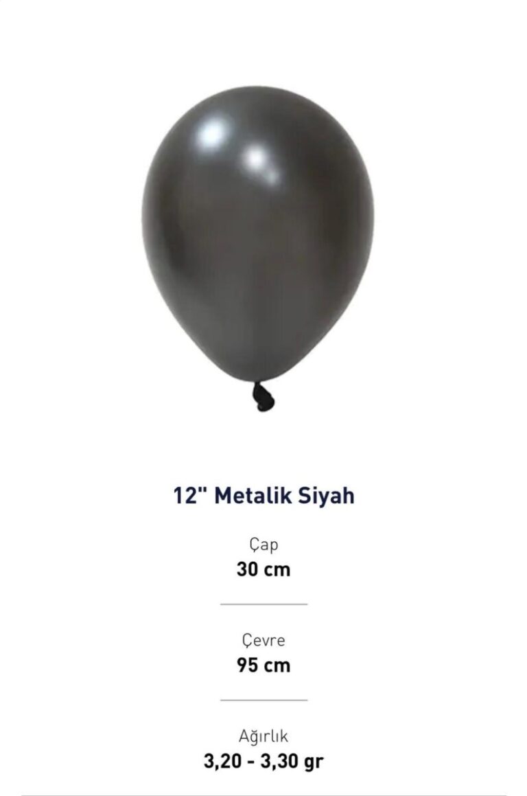 12” METALİK SİYAH BALON EVİ 100’LÜ