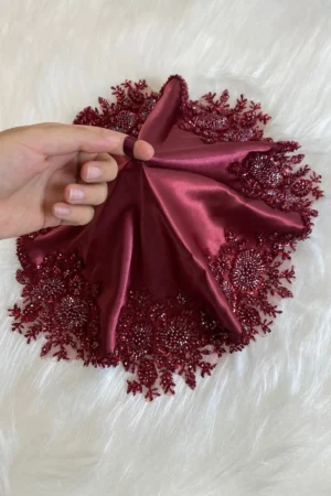 45*45 BORDO VİP SATEN HALAY MENDİLİ