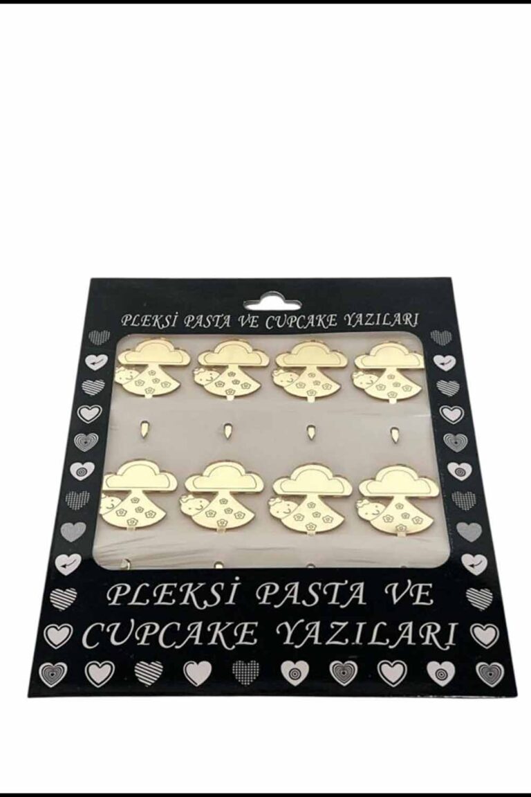 GOLD BULUT BEBEK FİĞÜRLÜ PLEKSİ PASTA KÜRDANI 8'Lİ
