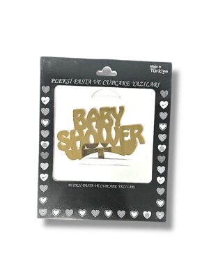 GOLD BABY SOWER FİĞÜRLÜ PLEKSİ PASTA SÜSÜ