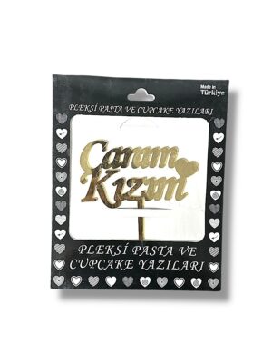GOLD CANIM KIZIM FİĞÜRLÜ PLEKSİ PASTA SÜSÜ