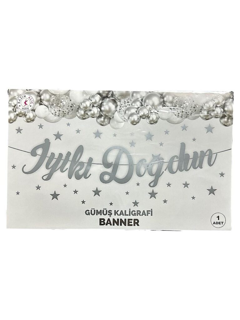 10'LU ALIM GÜMÜŞ İYİKİ DOĞDUN KALİĞRAFİ YAZI BANNER