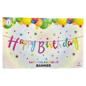 10' LU ALIM GÖKKUŞAĞI HAPPY BİRTHDAY KALİĞRAFİ YAZI BANNER