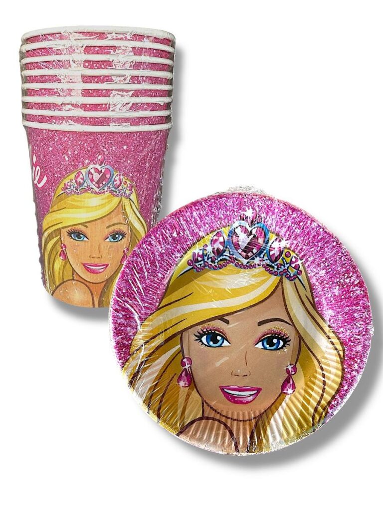 BARBİE KAREKTERLİ TABAK BARDAK 8'Lİ
