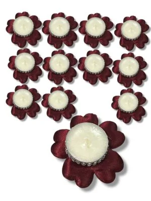 20'Lİ ALIM BORDO EL GÜLÜ MUMLU 12'Lİ
