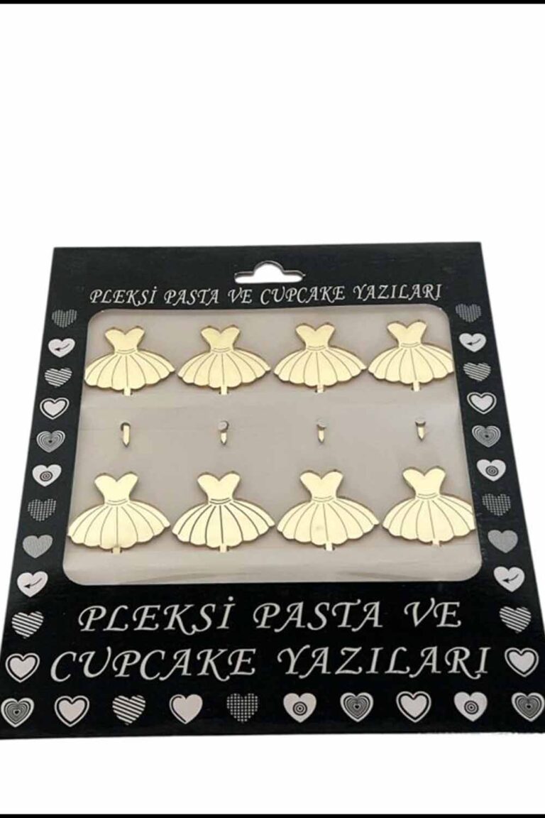 GOLD ELBİSE FİGÜR PLEKSİ KÜRDAN 8'Lİ