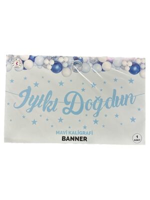 10'LU ALIM MAVİ İYİKİ DOĞDUN KALİĞRAFİ YAZI BANNER