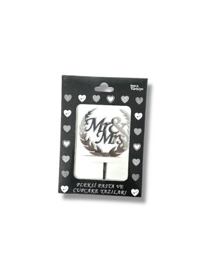 GÜMÜŞ MR & MRS PLEKSİ PASTA SÜSÜ