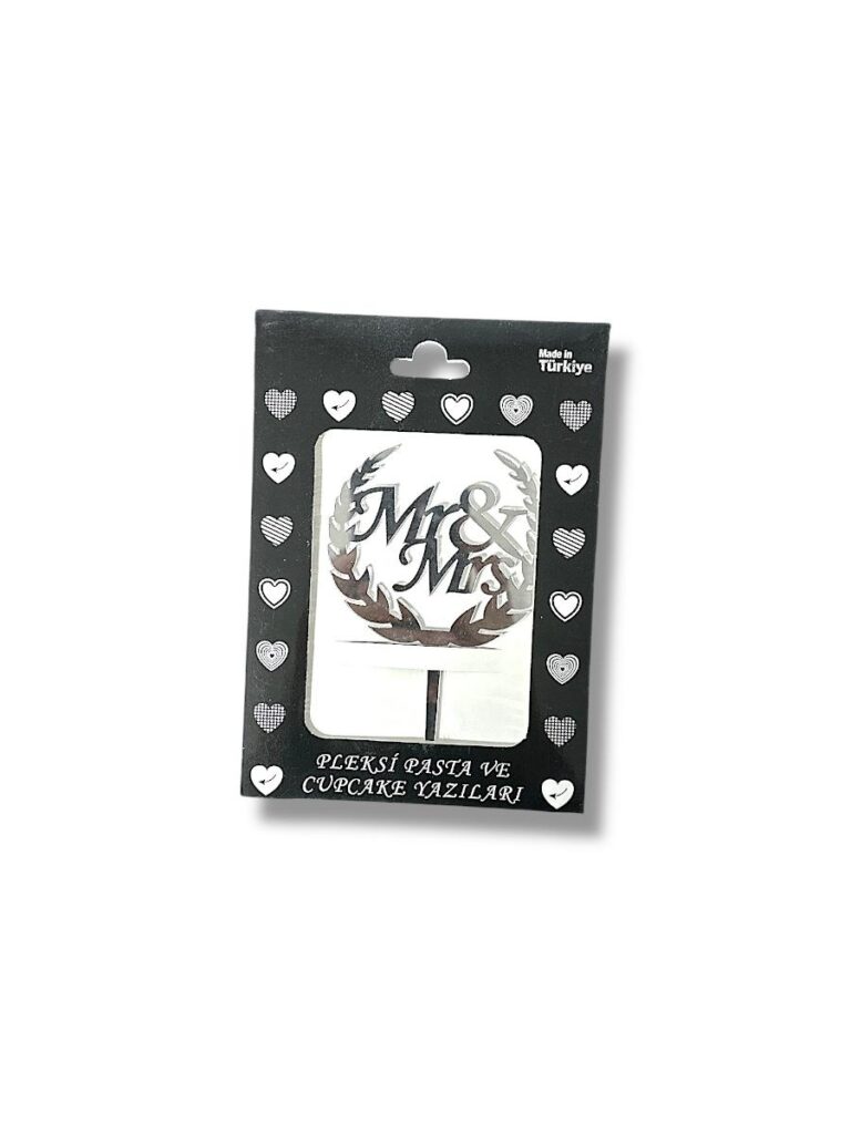 GÜMÜŞ MR & MRS PLEKSİ PASTA SÜSÜ