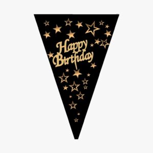 Happy Bırtday Yazılı Siyah Flama 10 Adet