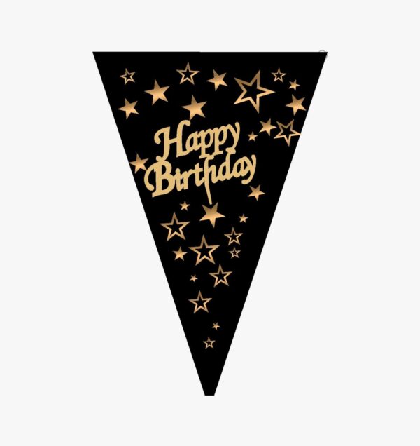 Happy Bırtday Yazılı Siyah Flama 10 Adet