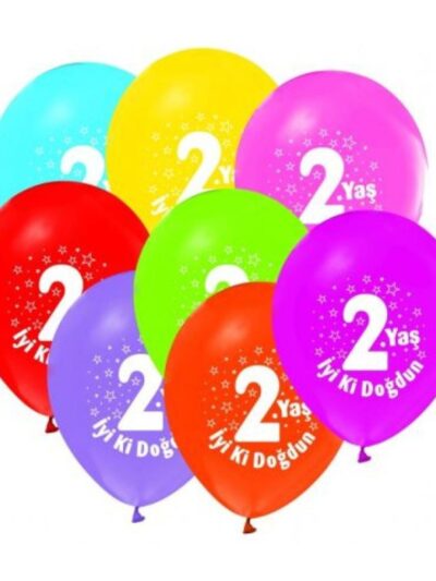 2 YAŞ İYİKİ DOĞDUN BASKILI YUVARLAK BALON