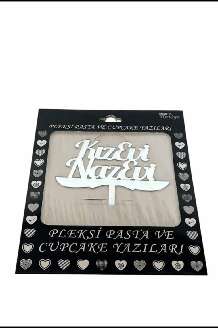 GOLD GÜMÜŞ KIZ EVİ NAZ EVİ YAZILI PLEKSİ PASTA SÜSÜ
