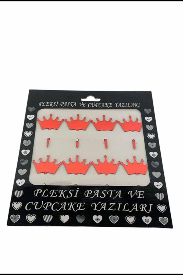 KIRMIZI KRAL TACI PLEKSİ PASTA KÜRDANI 8'Lİ