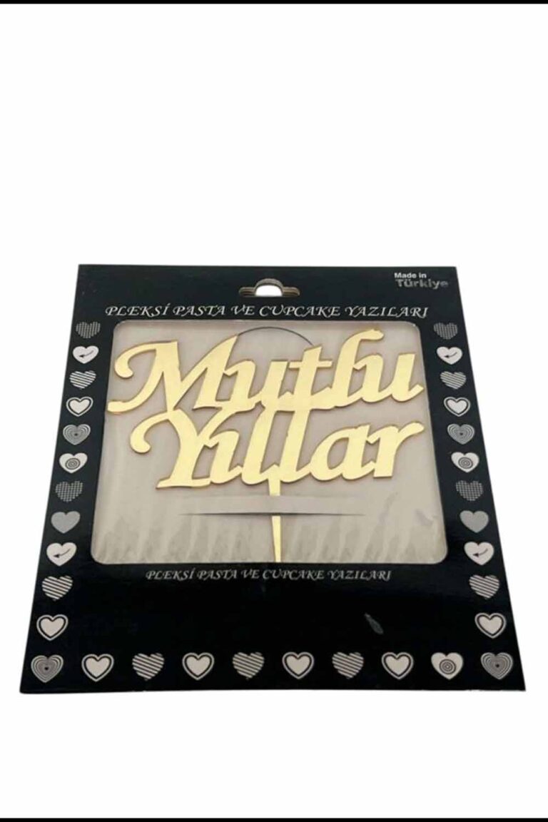 GOLD MUTLU YILLAR YAZILI PLEKSİ PASTA SÜSÜ