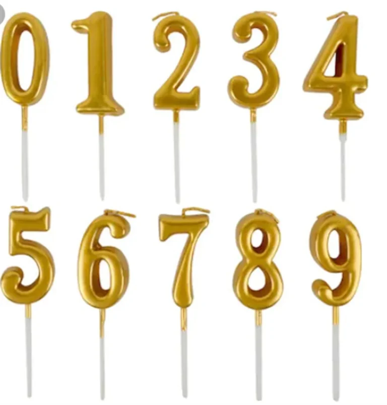 Gold-Gümüş Rakam Pasta Mum 12 Adet
