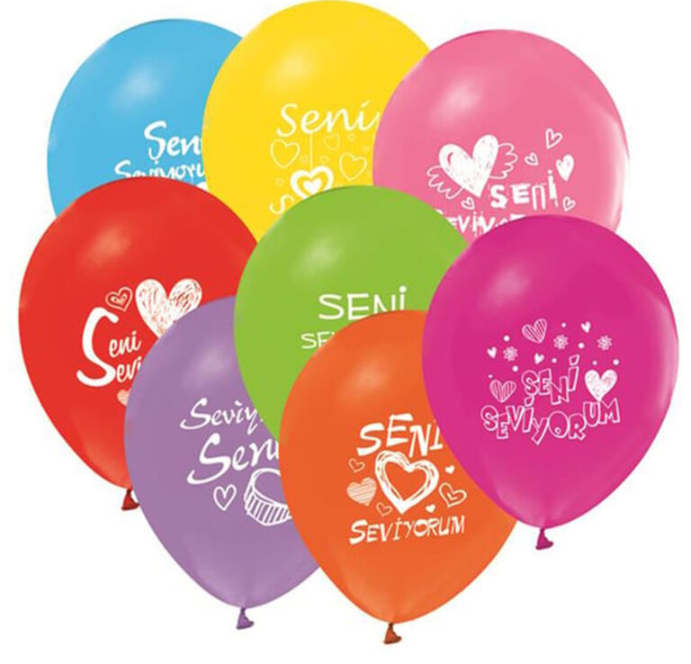SENİ SEVİYORUM BASKILI YUVARLAK BALON