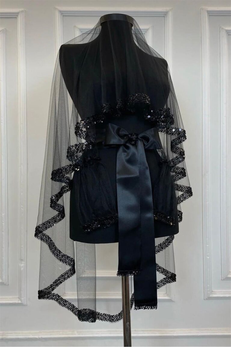 5'li Alım Siyah Pul Payetli Boncuklu Model Duvak 3’lü Set