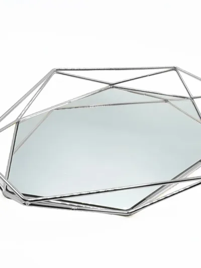 GÜMÜŞ PRİZMA NİŞAN TEPSİSİ 2'Lİ 35x 29 Cm - 27x25 Cm