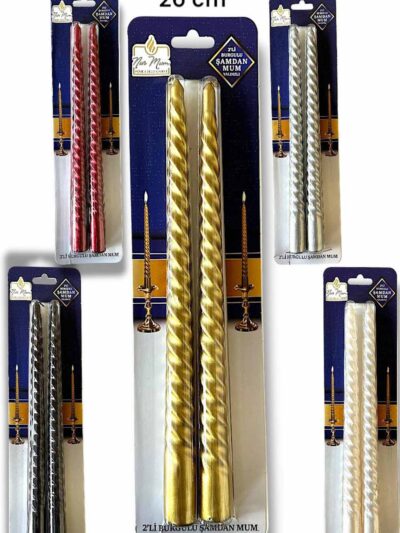 2'Lİ 26 CM ŞAMDAN MUM 5 RENK