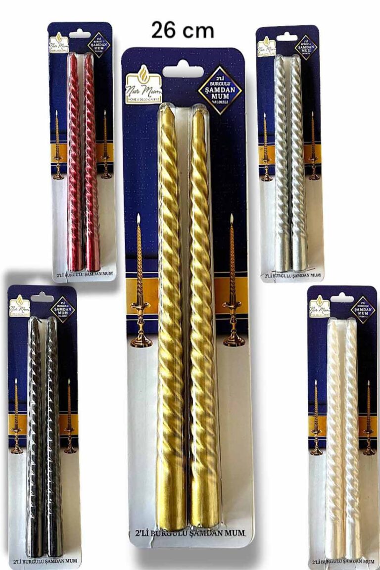 2'Lİ 26 CM ŞAMDAN MUM 5 RENK