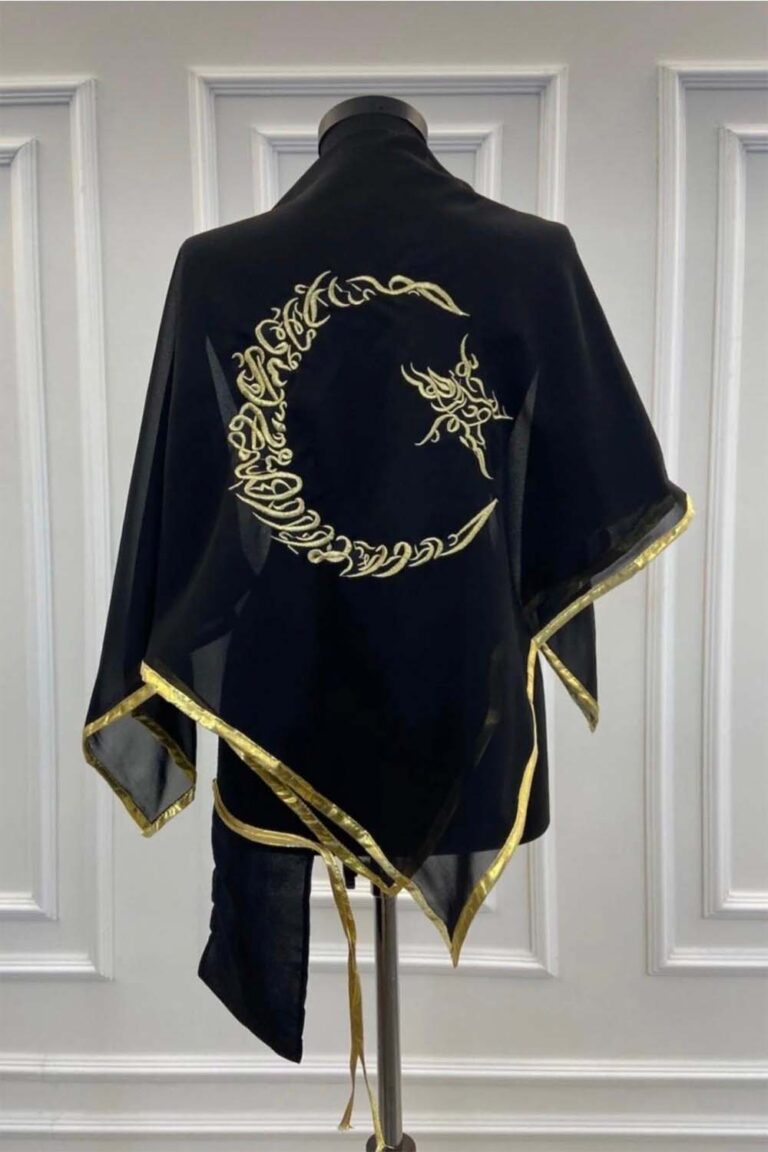 SİYAH GOLD İŞLEMELİ ŞERİTLİ AYYILDIZ DUVAK