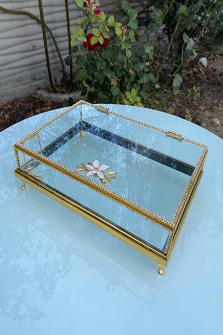 1201 - BELLA TAŞLI İNOX MODEL 17X25 ÇİÇEK TOKA ÇİKOLATA KUTU