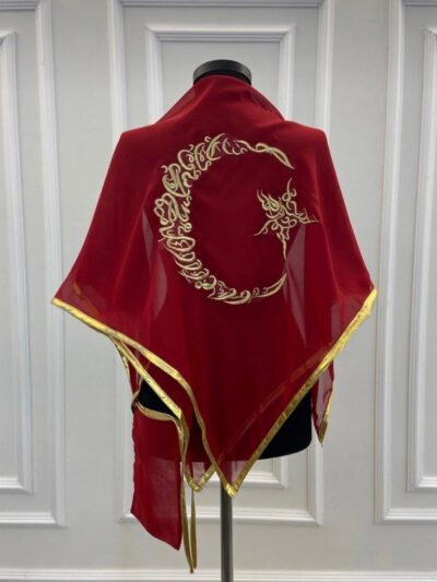 KIRMIZI GOLD GÜMÜŞ İŞLEMLİ AYYILDIZ DUVAK