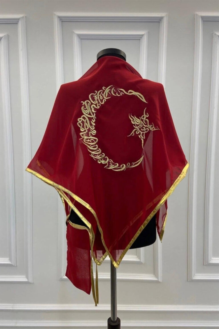 KIRMIZI GOLD GÜMÜŞ İŞLEMLİ AYYILDIZ DUVAK