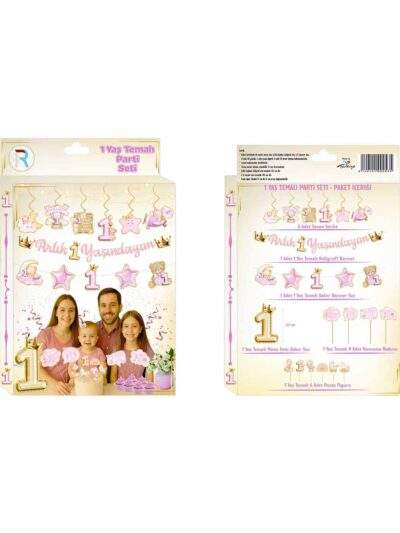PEMBE KONSEPT ARTIK BİR YAŞINDAYIM PARTİ SETİ 30 PARÇA