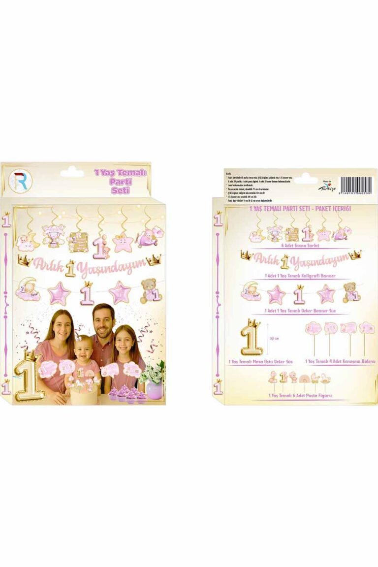 PEMBE KONSEPT ARTIK BİR YAŞINDAYIM PARTİ SETİ 30 PARÇA