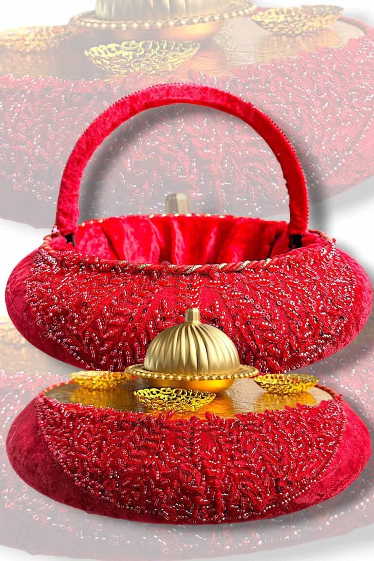 VİP KADİFE BONCUK APLİK SUPLA MODEL SEPET TEPSİ 2 RENK